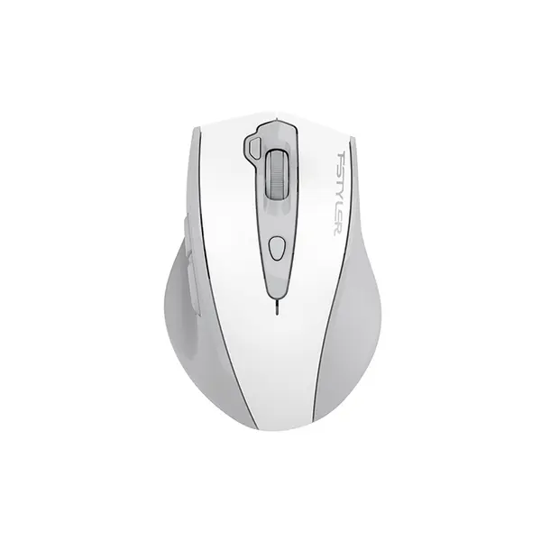 A4Tech FG55S Plus Silent Click Wireless Mouse, 3200 DPI 5-Level Adjustable Optical Sensor, 2X Double-Click Button, 2 Thumb Side Buttons, 2.4GHz Wireless Connectivity, White Edition
