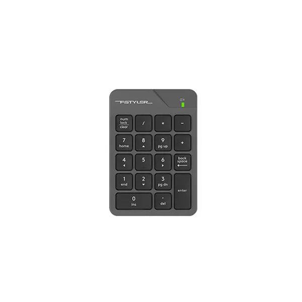 A4Tech FGK21C 2.4GHz Rechargeable Wireless Numeric Keypad, USB Type-C Charging, 18-Key Layout, Ultra-Slim Chocolate Keycaps, Laser Engraved Keycaps, Compact Wireless Numpad, Grey Edition