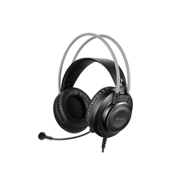 A4Tech FH200i Conference Over-Ear Headphone, Noise Cancelling Unidirectional Microphone, 50mm Speaker Drivers, 3.5mm Audio Jack, Adjustable Volume Control, Lightweight Design, Grey Edition