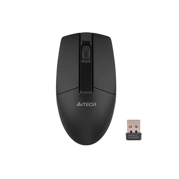 A4Tech G3-330NS Silent Click Wireless Mouse, 1000 DPI Optical Sensor, 2.4GHz Wireless Connectivity, Power Saving Technology, Ergonomic Symmetrical Design, Black Edition