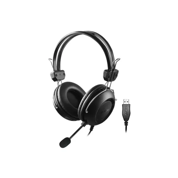 A4Tech HU-35 ComfortFit Stereo USB Headset, 40mm Speaker Drivers, Single-Directional Noise Cancelling Microphone, Adjustable Headband, USB Connectivity, Over-Ear Design