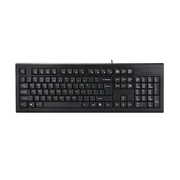 A4Tech KR-85 ComfortKey Multimedia Wired Keyboard, 12 FN Multimedia Hotkeys, Comfort Roundedge Keycaps, Drain Holes Design, Laser Inscribed Keys, Black Edition