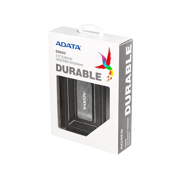 ADATA ED600 External SSD/HDD Enclosure, USB 3.2 High-Speed 2.5-Inch SATA Storage Case, IP54 Water Resistant Shockproof Portable External Drive Enclosure for SSD and HDD Devices