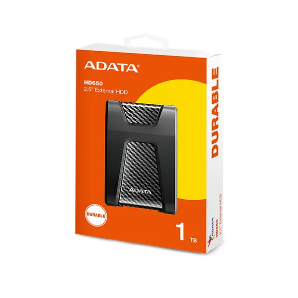 ADATA HD650 1TB External Hard Drive Black/Blue/Red, USB 3.2 Gen1 Portable HDD, Triple-Layer Shock Protection, Scratch Resistant Design