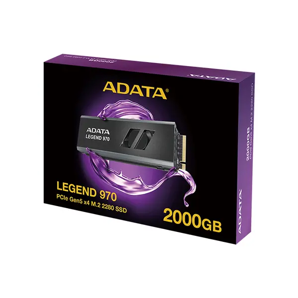 ADATA LEGEND 970 2TB PCIe Gen5 x4 M.2 2280 NVMe SSD, 10000MB/s Read Write Speed, Active Cooling Heatsink, NVMe 2.0