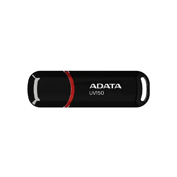 ADATA UV150 USB 3.2 Gen 1 Flash Drive Black, Glossy Cap Design, High-Speed Data Transfer, USB Type-A Interface, Portable USB Storage Drive