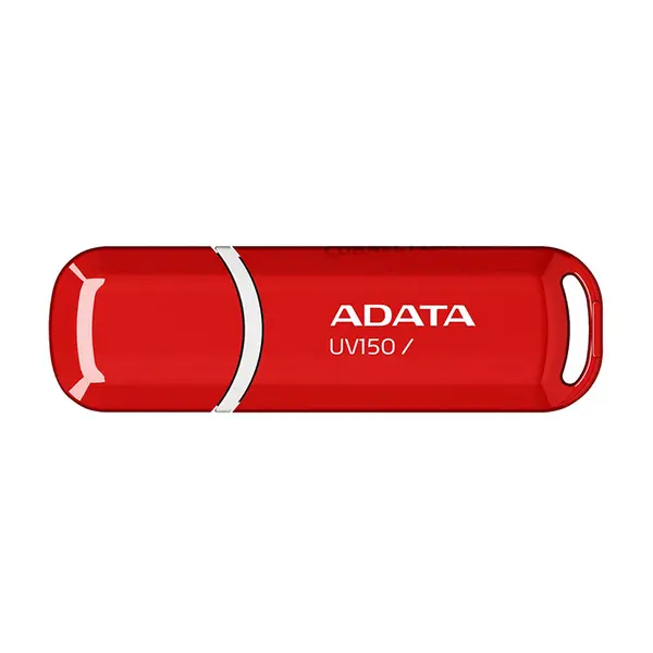ADATA UV150 USB 3.2 Gen 1 Flash Drive Red, Glossy Cap Design, High-Speed Data Transfer, USB Type-A Interface, Portable USB Storage Drive