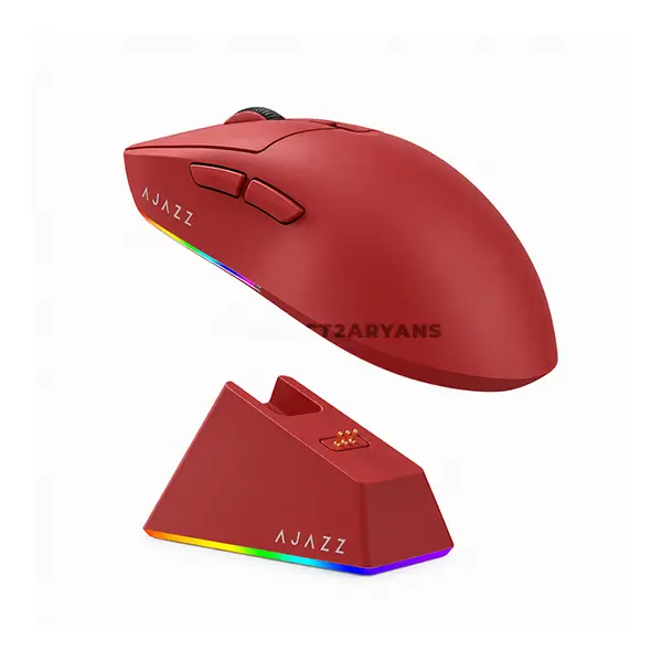AJAZZ AJ139 V2 MC Wireless Gaming Mouse with RGB Magnetic Charging Base, PAW3311 Sensor, 12000 DPI, Tri-Mode Bluetooth 2.4GHz & USB-C Wired, 1000Hz Polling Rate, 500mAh Battery & 66g Lightweight Design