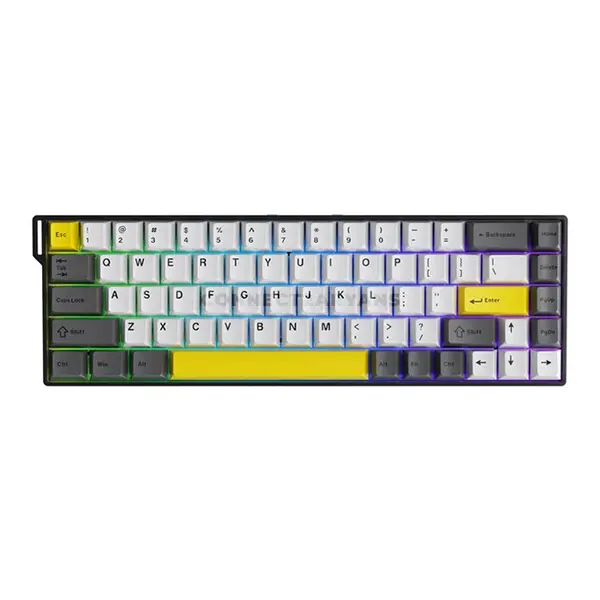 AJAZZ AK680 V2 MC Grey Yellow 68-Key Magnetic Switch Gaming Keyboard, 8KHz Polling Rate, 128K Ultra-High Scan Rate, Aluminum Alloy Positioning Plate, RGB Backlight & Compact Esports Design