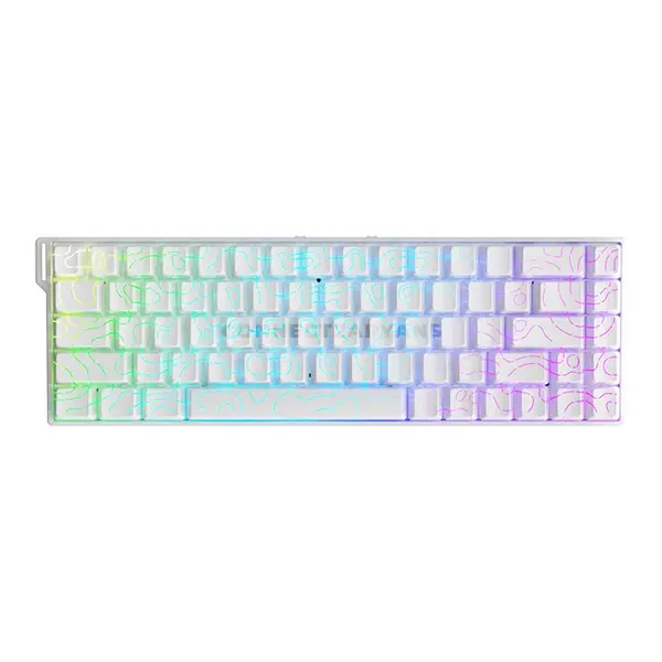 AJAZZ AK680 V2 White Contour 68-Key Magnetic Switch Gaming Keyboard, 8KHz Polling Rate, 128K Ultra-High Scan Rate, Aluminum Alloy Positioning Plate, RGB Backlight & Compact Esports Design