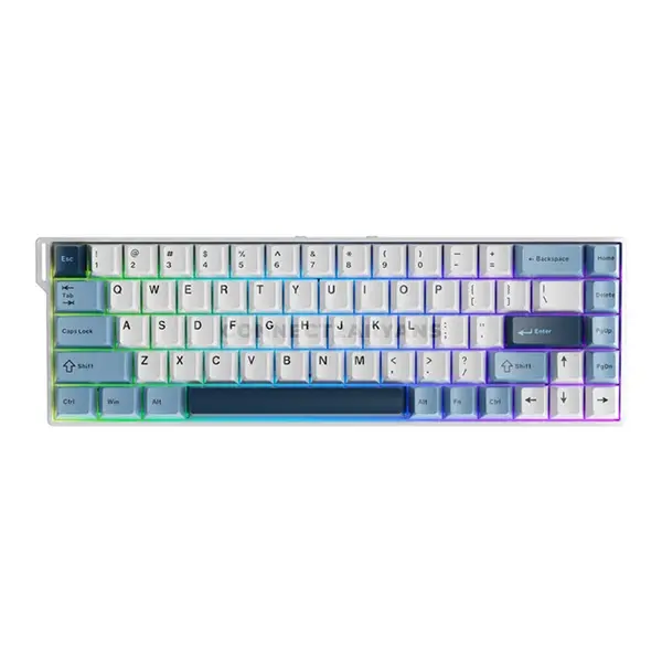 AJAZZ AK680 V2 MC White Blue 68-Key Magnetic Switch Gaming Keyboard, 8KHz Polling Rate, 128K Ultra-High Scan Rate, Aluminum Alloy Positioning Plate, RGB Backlight & Compact Esports Design