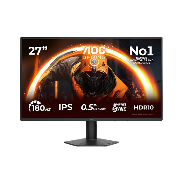AOC 27G50F 27-Inch Full HD IPS Gaming Monitor, 180Hz OC Refresh Rate, 0.5ms MPRT, Adaptive Sync, HDR10, 300 Nits, 1500:1 Contrast, DisplayPort 1.4 & HDMI 2.0