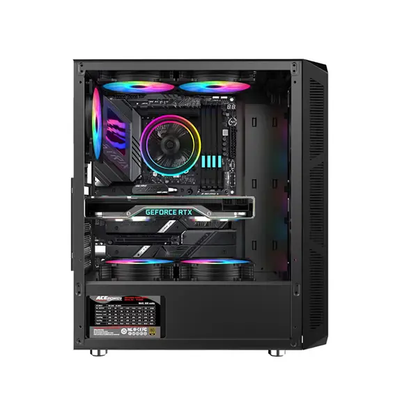 Astro AGC-H19A Mesh ATX Mid-Tower Gaming Case, 4 Pre-Installed ARGB Fans, Mesh Front Panel, Tempered Glass Side Panel, High-Airflow ATX Gaming Chassis