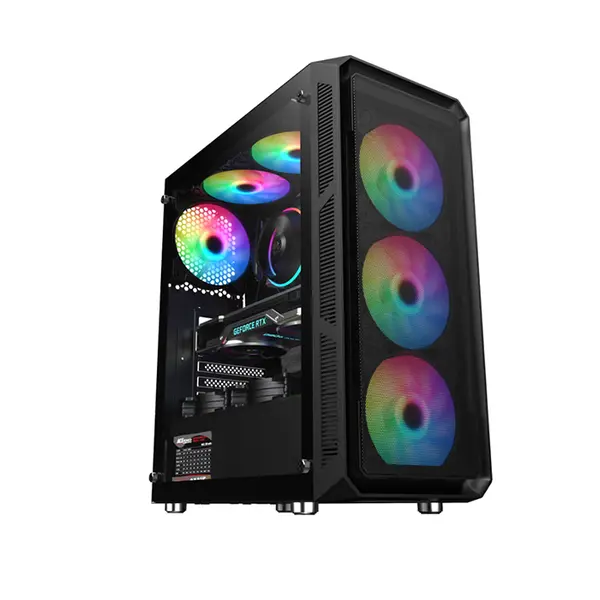 Astro AGC-H19A Mesh ATX Mid-Tower Gaming Case, 4 Pre-Installed ARGB Fans, Mesh Front Panel, Tempered Glass Side Panel, High-Airflow ATX Gaming Chassis