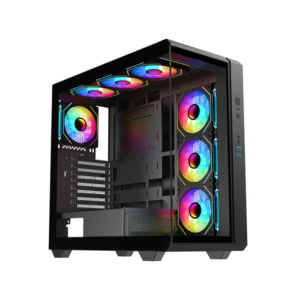 Astro AGC-U31A Rotatable PCIe ATX Gaming Case, 4 Pre-Installed ARGB Infinity Fans, Tempered Glass Side Panel, Rotatable PCIe Design, ATX Mid-Tower Gaming Chassis
