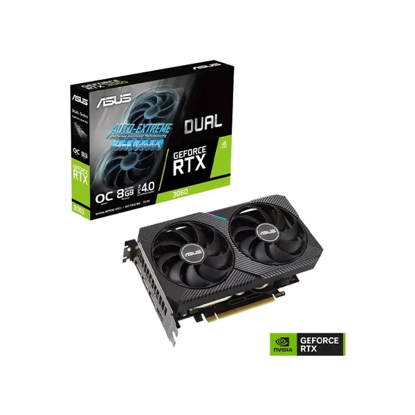 ASUS Dual GeForce RTX 3060 OC Edition 8GB Graphics Card, 8GB GDDR6 Memory, Factory Overclocked Performance, Dual Fan Cooling Design, NVIDIA Ampere Gaming GPU