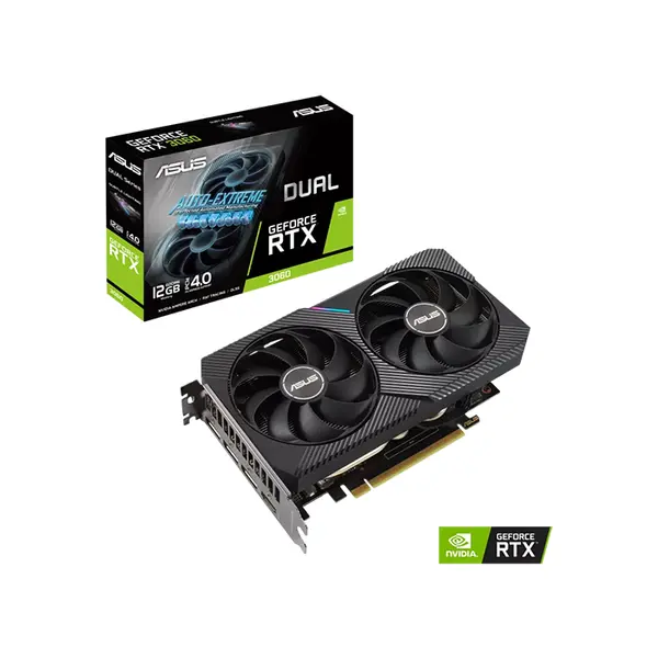 ASUS Dual GeForce RTX 3060 12GB Graphics Card, 12GB GDDR6 Memory, Dual Fan Cooling Design, NVIDIA Ampere Architecture, High-Performance 1080p and 1440p Gaming GPU