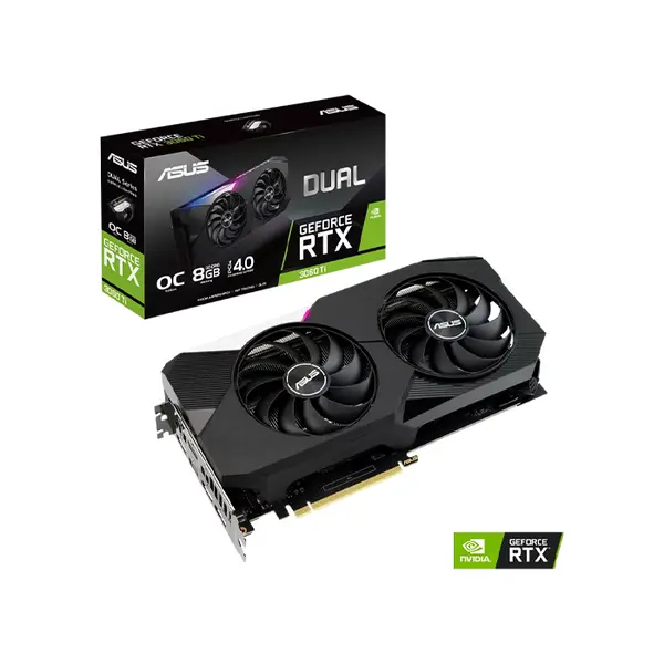 ASUS Dual GeForce RTX 3060 Ti OC Edition 8GB Graphics Card, 8GB GDDR6 Memory, Factory Overclocked Performance, Dual Fan Cooling Design, NVIDIA Ampere High-Performance Gaming GPU