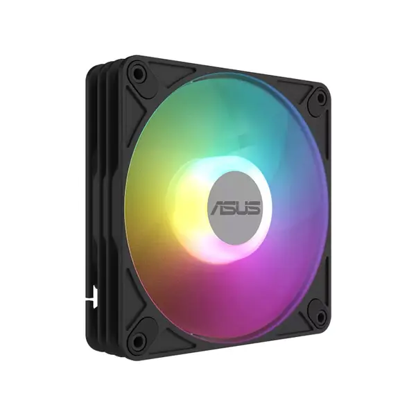 ASUS AR120 ARGB PWM Single Pack 120mm Cooling Fan, 28mm Thick Fan Frame, PWM Speed Control, Aura Sync Addressable RGB Lighting, High Airflow PC Case and Radiator Cooling Fan