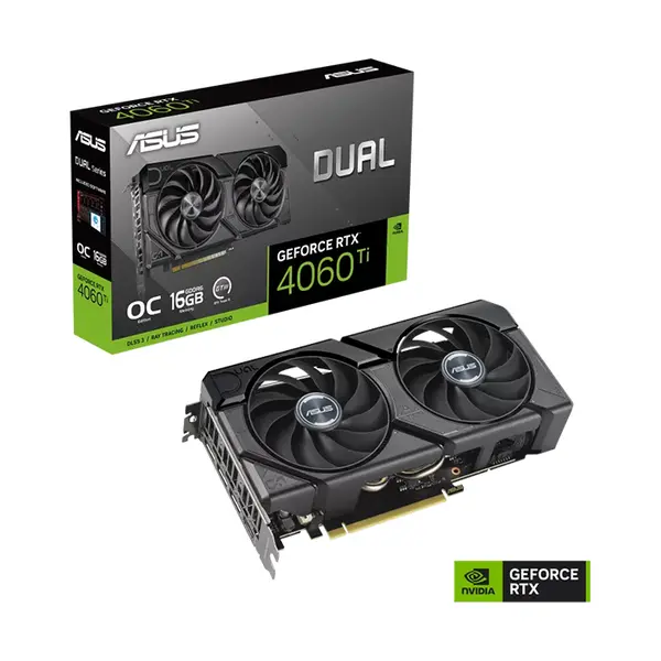 ASUS DUAL GeForce RTX 4060 Ti EVO OC Edition 16GB GDDR6 Graphics Card, 2625MHz Boost Clock, 16GB GDDR6 Memory, 2.5-Slot Dual Fan Cooling Design, PCIe 4.0 Interface, Factory Overclocked High Performance Gaming GPU