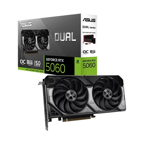ASUS Dual GeForce RTX 5060 OC Edition 8GB GDDR7 Graphics Card, 2565MHz BoFan Cooling Design, NVIDIA Blackwell Architecture Gaming GPUost Clock, Factory Overclocked Performance, Dual 