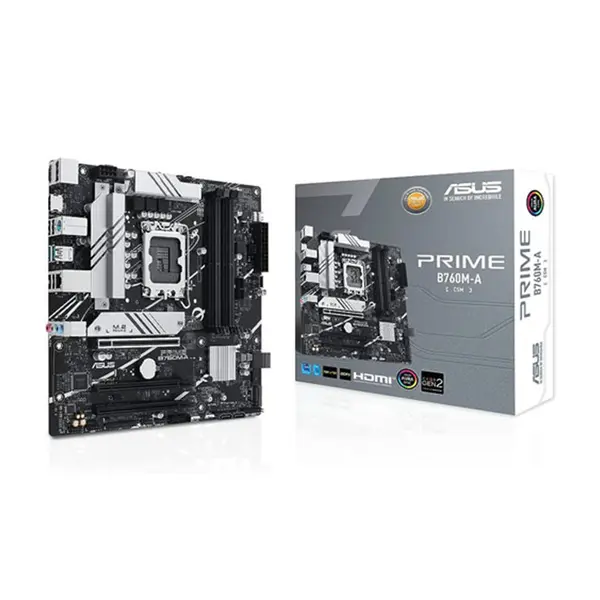ASUS PRIME B760M-A Micro-ATX Motherboard, Intel B760 Chipset, LGA1700 Socket, DDR5 Memory Support, PCIe 4.0 Expansion, Comprehensive Cooling Controls, Mainstream Desktop Motherboard