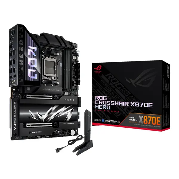 ASUS ROG CROSSHAIR X870E HERO ATX Motherboard, AMD X870E Chipset, AM5 Socket, DDR5 Memory Support, PCIe 5.0 Expansion, WiFi 7 Connectivity, USB4 Ports, Premium Enthusiast Gaming Motherboard