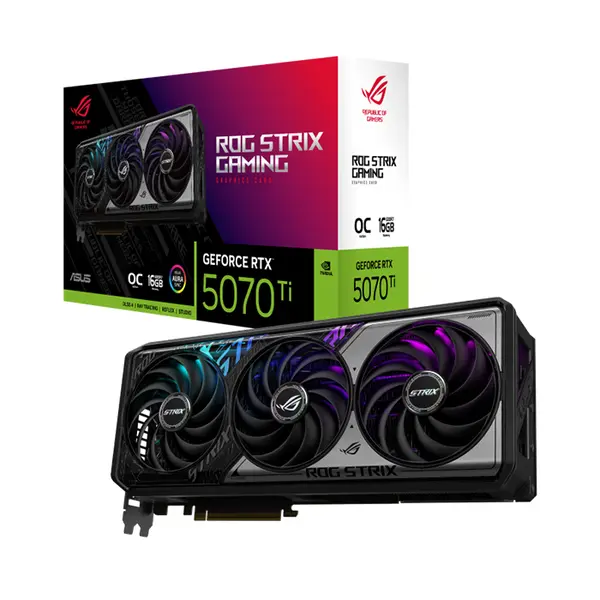 ASUS ROG Strix GeForce RTX 5070 Ti OC Edition 16GB GDDR7 Graphics Card, PCIe 5.0, 3.2-Slot Design, Aura Sync, HDMI 2.1b, DisplayPort 2.1b