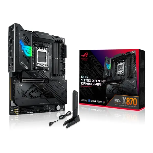 ASUS ROG STRIX X870-F GAMING WIFI ATX Motherboard, AMD X870 Chipset, AM5 Socket, DDR5 Memory Support, PCIe 5.0 Expansion, WiFi 7 Connectivity, USB4 Ports, Performance Gaming Motherboard