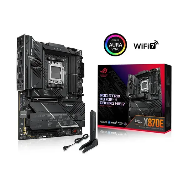 ASUS ROG STRIX X870E-H GAMING WIFI7 ATX Motherboard, AMD X870E Chipset, AM5 Socket, DDR5 Memory Support, PCIe 5.0 Graphics and Storage Support, WiFi 7 Connectivity, USB4 Ports, High-Performance Gaming Motherboard