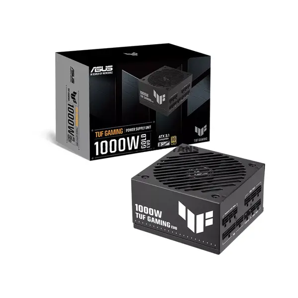 ASUS TUF Gaming 1000W Gold EVO Power Supply, ATX 3.1, PCIe 5.1, 80 PLUS Gold, Cybenetics Platinum 230V / Gold 115V, 12V-2x6 16-Pin Connector, 135mm Dual-Ball Bearing Fan, Premium Embossed Cables, TUF-GAMING-1000G-EVO