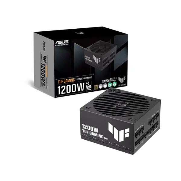 ASUS TUF Gaming 1200W Gold EVO Power Supply, ATX 3.1, PCIe 5.1, 80 PLUS Gold, Cybenetics Platinum, 12V-2x6 16-Pin Connector, 135mm Dual-Ball Bearing Fan, Military-Grade Capacitors, Premium Embossed Cables