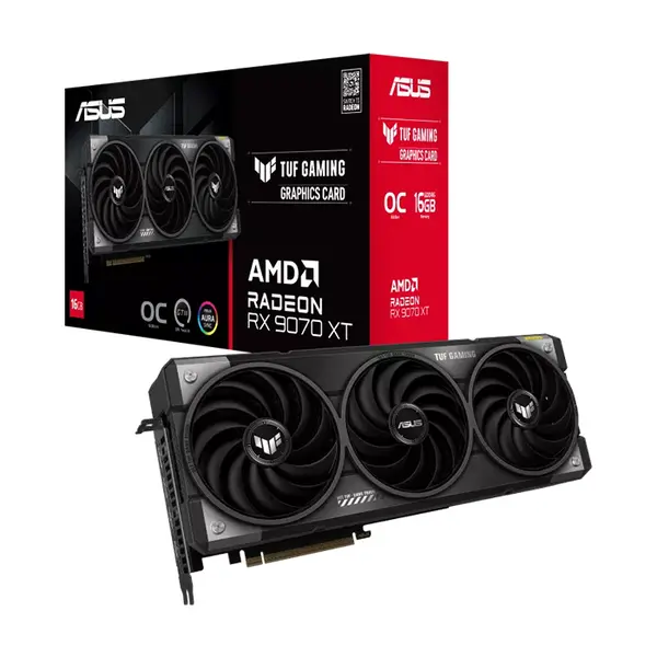 ASUS TUF Gaming Radeon RX 9070 XT OC Edition 16GB GDDR6 Graphics Card, 3080MHz Boost Clock, RDNA 4 Architecture, 16GB GDDR6 Memory, Triple Axial-Tech Fan Cooling, PCIe 5.0 Interface, Factory Overclocked High-End Gaming GPU