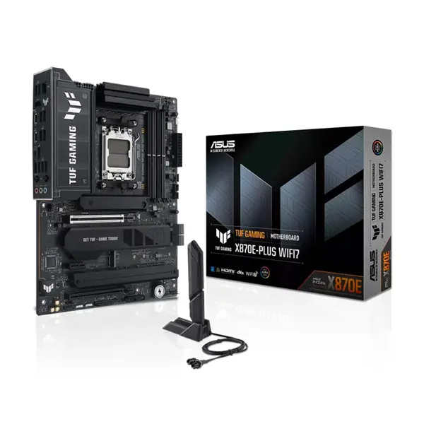 ASUS TUF GAMING X870E-PLUS WIFI7 ATX Motherboard, AMD X870E Chipset, AM5 Socket, DDR5 Memory Support, PCIe 5.0 Graphics and Storage Support, WiFi 7 Connectivity, Military-Grade Components Gaming Motherboard