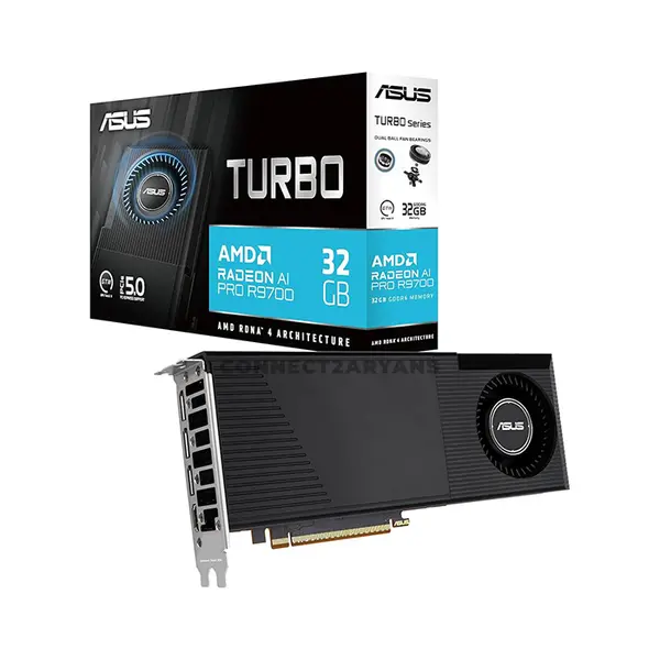 ASUS TURBO Radeon AI PRO R9700 32GB GDDR6 Workstation Graphics Card, PCIe 5.0 Interface, Blower-Style Cooling, AI and Professional Visualization GPU