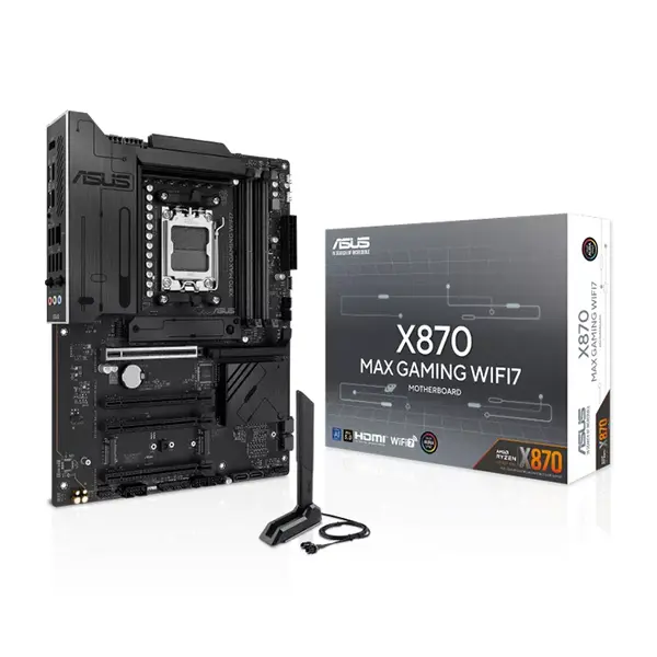 ASUS X870 MAX GAMING WIFI7 ATX Motherboard, AMD X870 Chipset, AM5 Socket, DDR5 Memory Support, PCIe 5.0 Expansion, WiFi 7 Connectivity, High-Performance Gaming Motherboard