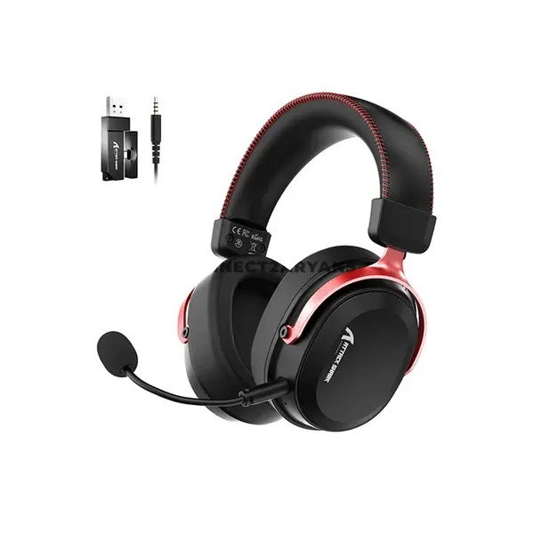 Attack Shark L30 PRO Black Red Wireless Gaming Headset, 50mm Drivers, Virtual 7.1 Surround Sound, 20ms Low Latency, Tri-Mode 2.4GHz Bluetooth & 3.5mm Wired, Detachable 360° AI Noise-Canceling Microphone, Aluminum Alloy Frame & 1100mAh Battery