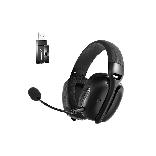 Attack Shark L80 PRO Black Wireless Gaming Headset, 40mm Drivers, 20ms Low Latency, Tri-Mode Bluetooth 5.3 2.4GHz & 3.5mm Wired, Detachable Dual Microphone System, 203g Lightweight Design, 300mAh Battery & 2-in-1 USB-A/Type-C Receiver