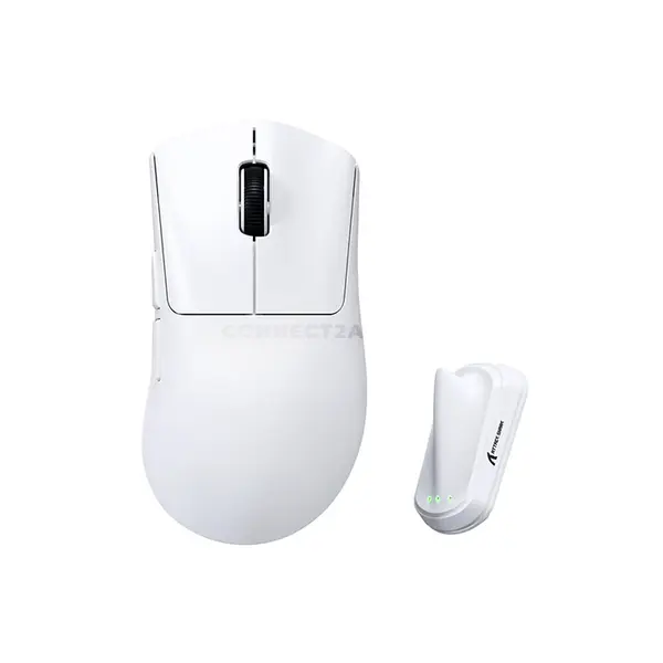 Attack Shark V8 White Ultra-Light Ergonomic Wireless Gaming Mouse, PixArt PAW3950 MAX Sensor, 42000 DPI, Dual 8000Hz Wired & Wireless Polling Rate, Nordic 54L15 MCU, 59g±3g, Tri-Mode Bluetooth 5.2 2.4GHz & Wired, 750 IPS, 65G, Omron Optical Switches 