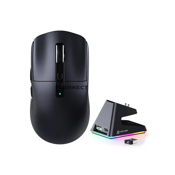 Attack Shark X6 Black Wireless Gaming Mouse with Magnetic Charging Dock, PixArt PAW3395 Sensor, 26000 DPI, 49g±3g Superlight Design, Tri-Mode Bluetooth 5.2 2.4GHz & USB-C Wired, 1000Hz Polling Rate, 650 IPS, 50G Acceleration & 80 Million Clicks