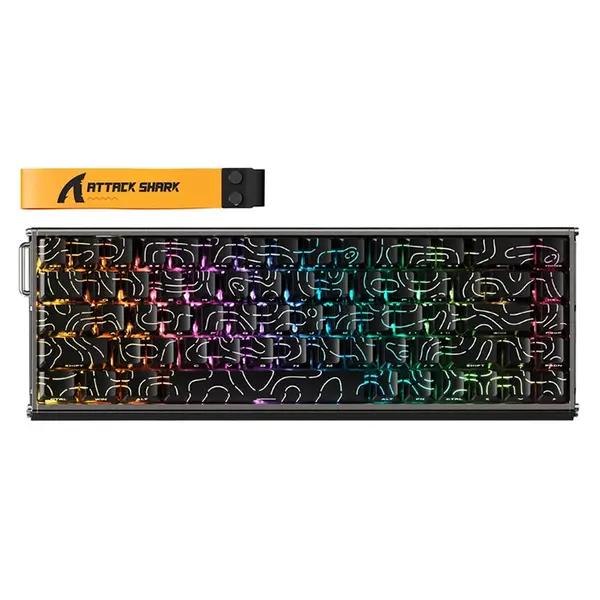Attack Shark X68 MAX HE Black Contour 60% Aluminum Magnetic Switch Gaming Keyboard, 68 Keys, CNC Aluminum Body, 8000Hz Polling Rate, 256K Scan Rate, 0.005mm Rapid Trigger Accuracy, Adjustable 0.1–3.4mm Actuation, Hot-Swappable, PBT Double-Shot Keycap