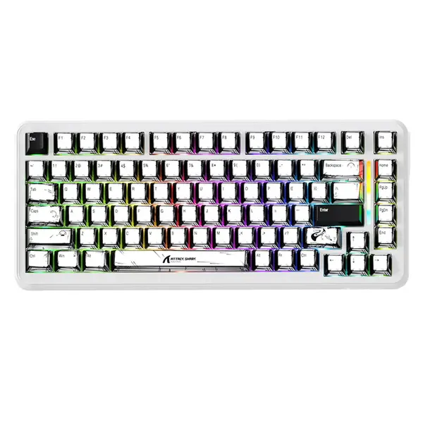 Attack Shark X82 PRO HE Comics 75% Wireless Magnetic Switch Gaming Keyboard, 82 Keys, Tri-Mode Bluetooth 2.4GHz & USB-C Wired, 8000Hz Polling Rate, 0.01mm Rapid Trigger, 128K Scan Rate, Hot-Swappable, Comic PBT Keycaps, 16M RGB & 5000mAh Battery