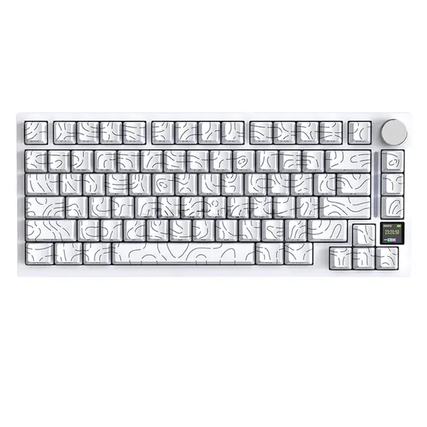 Attack Shark X820 Ultra White Contour 75% Wireless Mechanical Gaming Keyboard, 80 Keys + Knob, Shark Linear Switches, 0.85-Inch TFT Smart Display, Tri-Mode Bluetooth 2.4GHz & USB-C Wired, Gasket Mount, Hot-Swappable, 16M RGB & 4000mAh Battery
