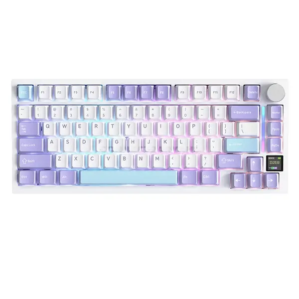 Attack Shark X820 Ultra Starlight White 75% Wireless Mechanical Gaming Keyboard, Gift Linear Switches, TFT Smart Display & Knob, Tri-Mode Bluetooth 5.1 2.4GHz & USB-C Wired, Gasket Mount, Hot-Swappable, RGB & 4000mAh Battery