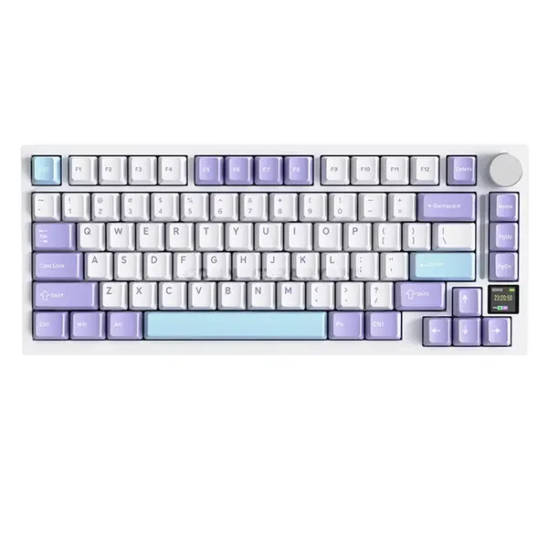 Attack Shark X820 Ultra Starlight White 75% Wireless Mechanical Gaming Keyboard, Shark Linear Switches, TFT Smart Display & Knob, Tri-Mode Bluetooth 5.1 2.4GHz & USB-C Wired, Gasket Mount, Hot-Swappable, RGB & 4000mAh Battery
