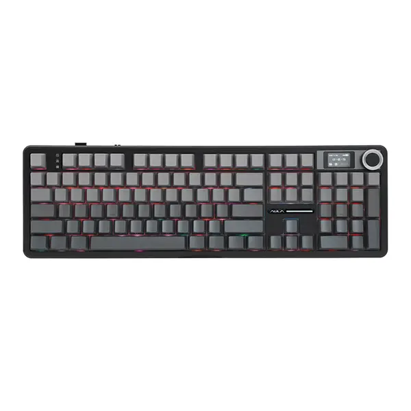 Aula F108 Pro Gradient Gray Wireless Mechanical Gaming Keyboard, Side-Engraved Keycaps, Zephyr V3 Switches, Full-Size 108-Key Layout, Tri-Mode Connectivity, RGB Backlighting, Hot-Swappable Keyboard