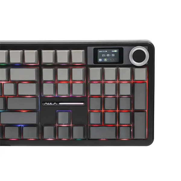 Aula F108 Pro Gradient Gray Wireless Mechanical Gaming Keyboard, Side-Engraved Keycaps, Zephyr V3 Switches, Full-Size 108-Key Layout, Tri-Mode Connectivity, RGB Backlighting, Hot-Swappable Keyboard