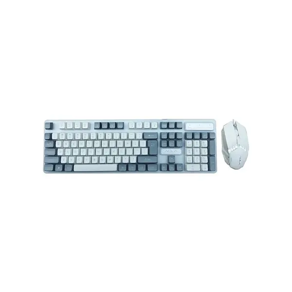 Aula F3061 Gaming Keyboard & Mouse Combo White Gray, 104-Key RGB Membrane Keyboard, 1200 DPI Optical Mouse, Anti-Ghosting Design, Wired Gaming Combo
