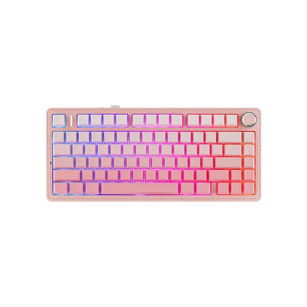 AULA F75 Gasket Mount Mechanical Keyboard Gradient Pink Edition, Compact Layout Design, RGB Lighting Effects, Mechanical Gaming Keyboard