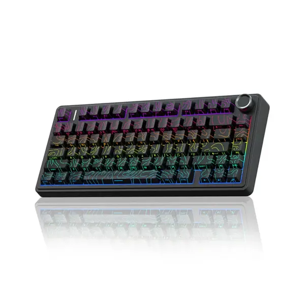 Aula F75 Black Contour Wireless Mechanical Gaming Keyboard, Star Vector Switches, 75% Compact Layout, Tri-Mode Connectivity, RGB Backlighting, Hot-Swappable Keyboard